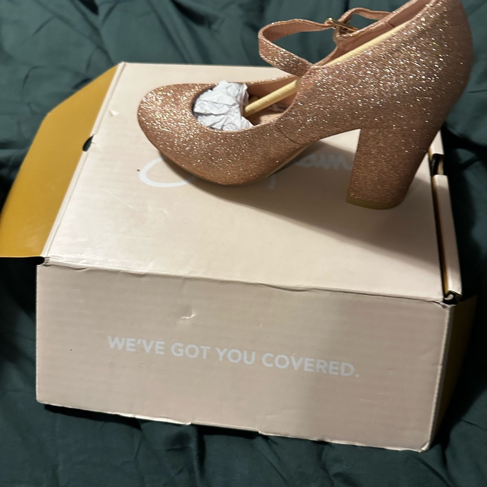 J. Adams rose gold glitter healed dress shoes